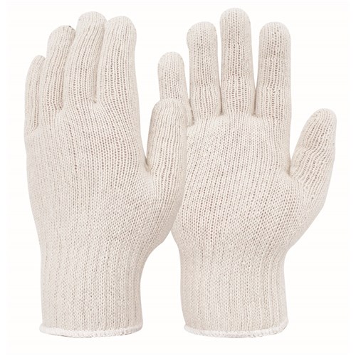 GLOVE POLY COTTON KNITTED WRIST PLAIN WHITE LARGE 